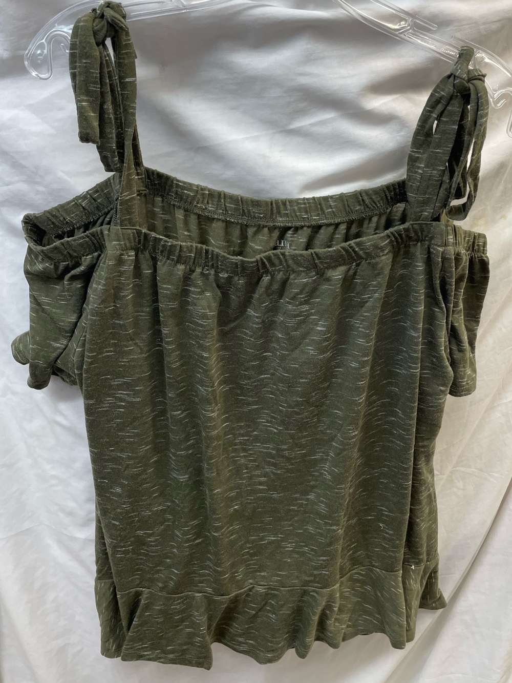 a.n.a Olive Green Knit Tiered Top with Heathered Detail sz XXL